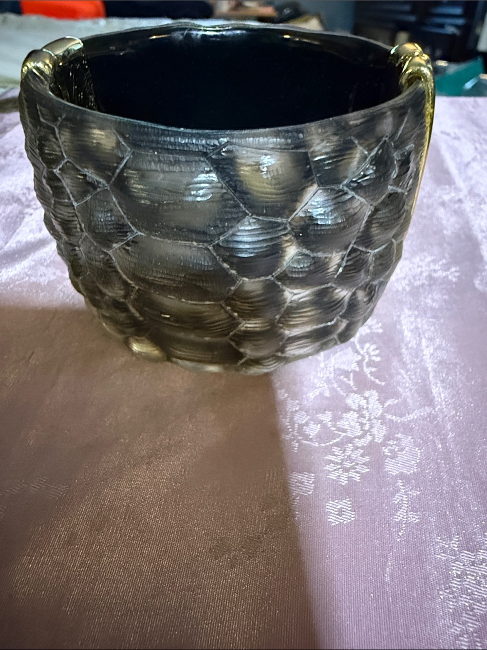 Alexis Bittar grayish brown Mock crock cuff bracelet